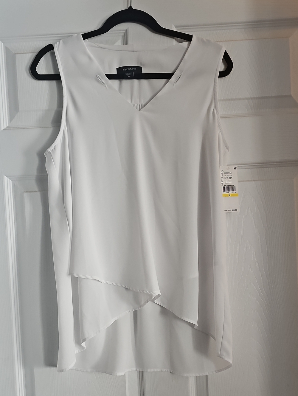 Karen Kane White Layered V-Neck Sleeveless Blouse NWT - Size M